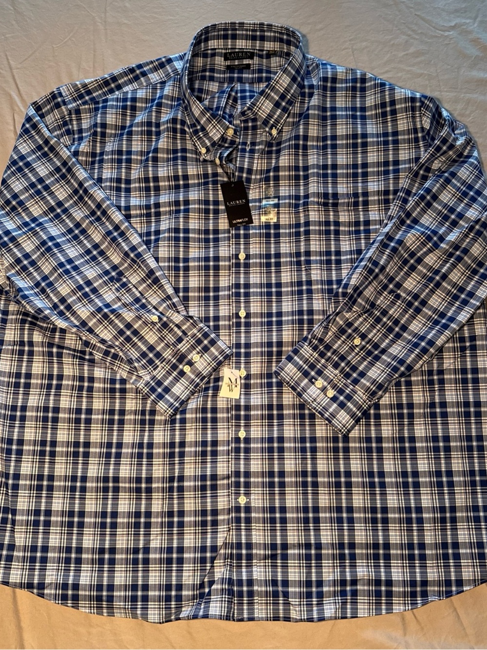 Ralph Lauren Blue and White Plaid Button-Down Shirt